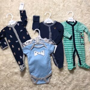 Carter's Kids One Piece Pajama Set - Blue, Navy, Green